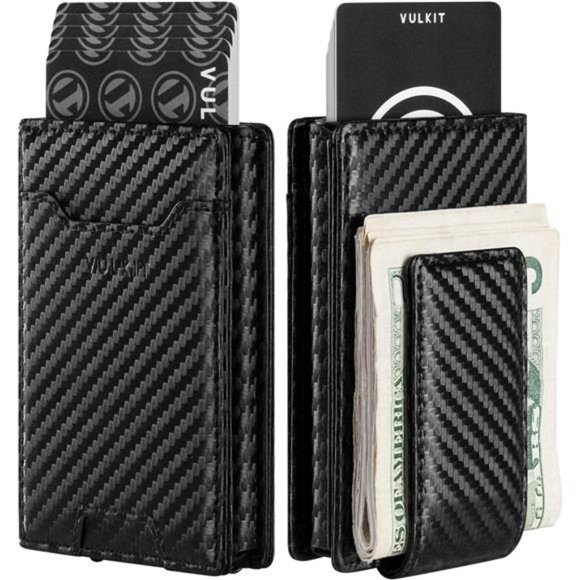 Money Clip Wallet Pop Up Card Holder RFID Protection Mens Leather Wallet
